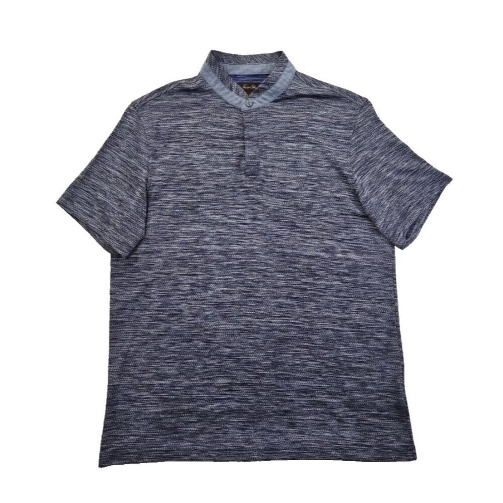 Tasso‎ Elba Navy Blue Combo Banded Collar Polo Shirt Men's Medium EUC LN Golf
